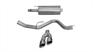 Ford F-150 Performance Exhaust - Single Side - CORSA Performance - Cat-Back Sport Single Side Dual 4in Tips - Polished - `15-`20